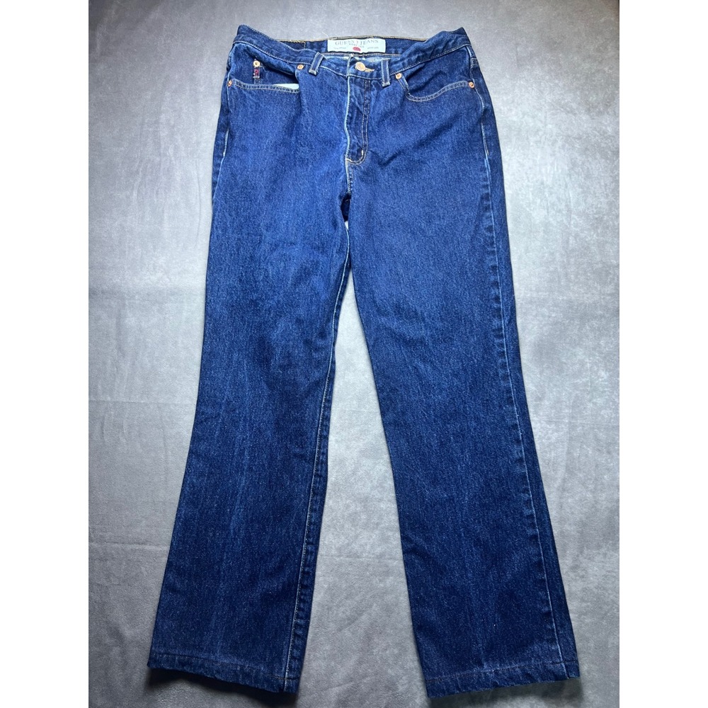 Guess Jeans Men 31 Blue Boot Leg Low Waist Dark Wash Denim Style 1060 RG 1190